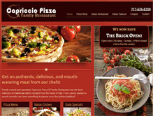 Tablet Screenshot of capricciopizzarestaurantlititz.com